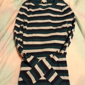 Blue and green striped sweater